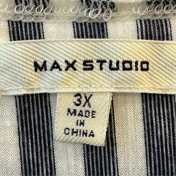 Max Studio Women's 3X Striped Knot Tie Blouse Multicolor Short Sleeve - Picture 7 of 9